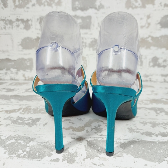 New NORDSTROM RACK Adison Stiletto Sandal In Teal Deep W1049 - Picture 8 of 13